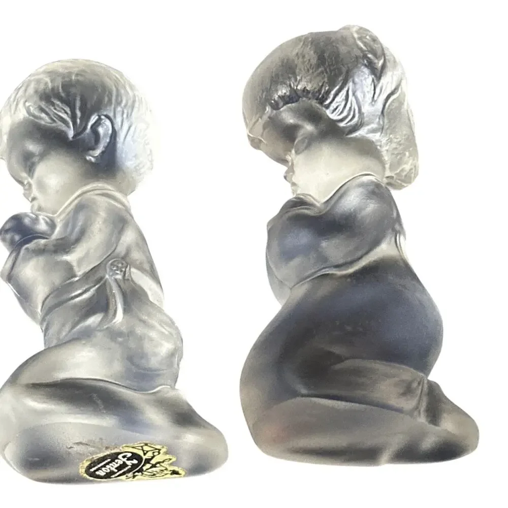 Fenton Art Glass‎ Frosted Praying Boy And Girl Vintage 60's Figurine